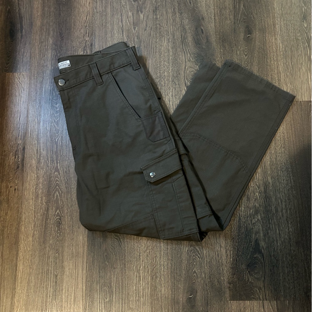 Men's Brown Carhartt Rugged Flex Rip Stop Cargo Work Pants- size 36x30